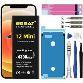 Replacement for iPhone 12 Mini Battery, 4300mAh High Capacity Li-ion Polymer Replacement Battery for Model A2399 A2400 A2398 A2176 with Professional Repair Tool Kits