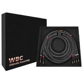 أفضل الكابلات في العالم بطول 3 أقدام - 9 AWG - OFC فائق النقاء - كابل مكبر صوت فردي عالي الجودة HiFi Bi-Wire للقناة المركزية مع مقابس الموز الذهبية وسترة تويد الكربون