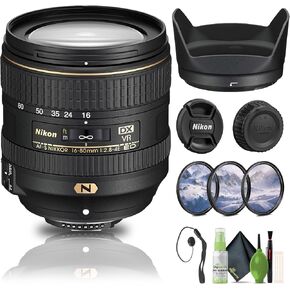 Nikon AF-S DX NIKKOR 16-80mm f/2.8-4E ED VR Lens (20055) + Filter Kit + Cap Keeper + Cleaning Kit