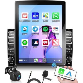 1+32G Android 13 Double Din Car Stereo 9.7 بوصة شاشة لمس عمودية مع Carplay Android Auto Mirror Link مشغل الوسائط المتعددة وحدة رئيسية FM RDS HiFi Bluetooth WiFi GPS + AHD كاميرا احتياطية وميكروفون in Kuwait