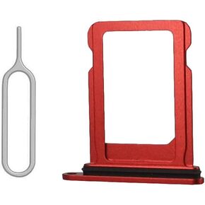 SIM Card Tray Holder Slot with Rubber Waterproof Gasket Replacement incl. Open Eject Pin for iPhone 12 Mini (5.4 inch) (Red, Single Sim Version)