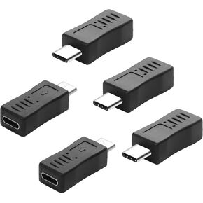 Type C Extender Adapter USB 2.0 Type C Male to Female Adapter USB Type C Connector Support Charge & Data Sync for Laptop & Tablet & Mobile Phone More Type C Devices （5Pcs） Black