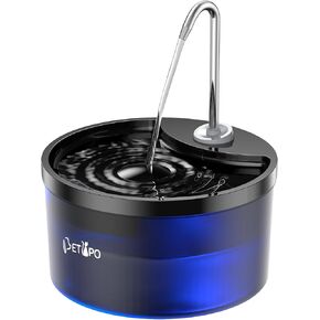 Petlipo Cat Water Fountain, 3L/100oz Pet Water Fountain Indoor Dog Drinking Dispenser, Quiet Kitty Spout Cat Fountain with Water Shortage Alert Light, Multiple Pets, BPA-Free, Easy Clean (Black)