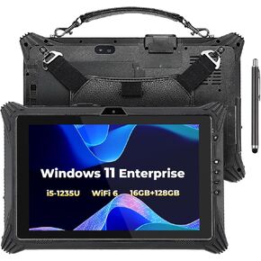 MUNBYN High-End Rugged Windows Tablet IRT10, 10.1 inch Windows 11 IoT Enterprise, i5-1235U, WiFi 6 Rugged Tablet, 16GB+128GB Industrial Tablet, 4G LTE Hot Swappable Work Tablets for Construction Work