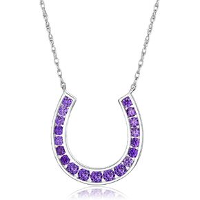 DAYBYDAY Horseshoe Necklace 925 Stelring Silver Channel Set Moissanite Horse Shoe Pendant with 18" Chain Lucky Jewelry for Women Teen Girls