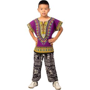 LOFBAZ African Dashik Shirt for Kids Unisex Boys Girls Child Toddler T-Shirts