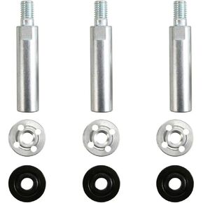 3pcs M10 Angle Grinder Extension Connecting Rod Stainless Steel Polishing Machine Adapter Lever Shank Lengthen Connecting Rod with Upper and Lower Pressure Plates for 100 Type (J14-3)