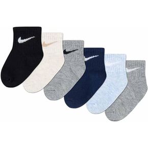 Nike Baby Lightweight Ankle Socks Multi Color, 6 Pack (US, Age, 6 Months, 12 Months, Black/Navy/Tan/Grey/LightBlue)