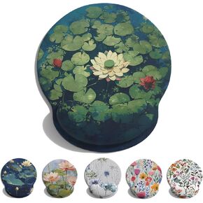 Black Green Beautiful Flowers Ergonomic Mousepad Aesthetic，Suitable for Office Home and School Also With Yellow Sunflowers Non-Slip Ease the Pain of Typing Easily Pu Base Wrist Rest Aesthetic Mousepad