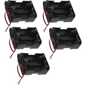 The Lord of the Tools 5 Pieces 1.5V AA Battery Holder 6 Slots Two Layers Battery Case with Standard Snap Connector And Hard Plastic Housing T Type Wire(6AA)