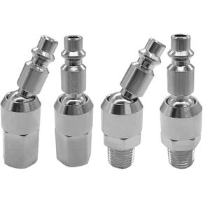 Joywayus 4PCS 1/4" NPT Male Thread Air Plug Industrial Swivel Coupler Steel Chrome Plating Construction