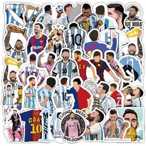 50pcs Super Star Soccer Player Stickers, Vinyl Waterproof Laptop Water Bottle Stickers for Aldults Boys Girls Teens,Messi Stickers Gift for Soccer Fan,