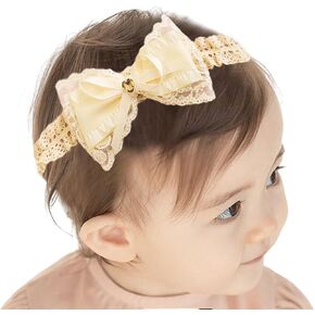 Baby Girl Bows Lace Headband Soft Cotton Tulle Hair Band Princess Infant Head Wrap Turban Ribbon Bow-knot Elastic Hair Accessory for Newborn Infant Toddler (Pink, Standard size) in Kuwait