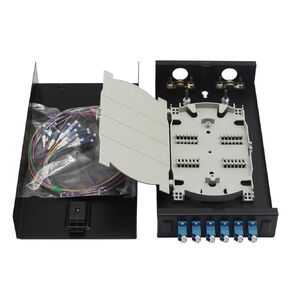 LC-UPC 6 Duplex 12 Port Wall Mount Fiber Enclosure with Splice Tray Singlemode LC-UPC Kit (includes 1.2 Meter Pigtail and Fiber Coupler)