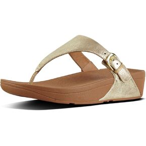 FitFlop Womens Skinny Toe Thong Leather Sandal Shoes, Pale Gold, US 5