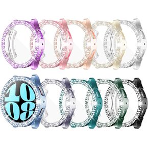 6-Pack Watch Screen Protector Compatible with Samsung Galaxy Watch6 40mm,Bling Glitter Case TPU Soft Cover Full Protection with Sparkly Rhinestone for Galaxy Smart Watch 6 40mm (6pcs)