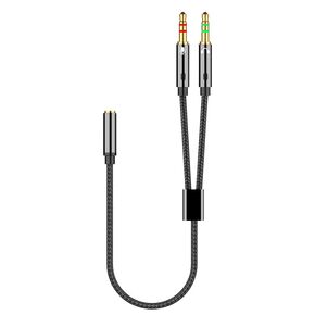 Headphone Splitter 3.5mm Female to Dual Male Audio Microphone Y Splitter, Compatible with PC, Laptop, Android, Windows, and Smart Phones