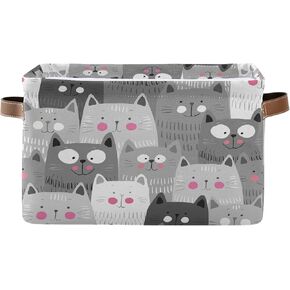 AUUXVA لطيف القطط كيتي سلة التخزين بن الحيوانات هريرة كبيرة النسيج اللعب صندوق تخزين مكعب مع مقابض قابلة للطي خزانة الجرف القماش المنظم سلة لغرفة نوم الحضانة in Kuwait