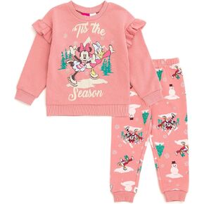 Disney Girls Fleece Sweatshirt and Jogger Pants Outfit Set Newborn to Big Kid Sizes (Newborn - 14-16) in Saudi Arabia