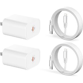 iPhone Charger 2 Pack 20W PD USB C Adapter and 6 FT USB C to Lightning Cable iPhone Charger Fast Charging Compatible with iPhone 14 13 12 11 Pro Max XR XS X i Pad More