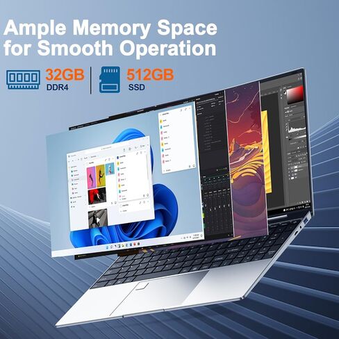 2024 Newset 15.6 بوصة كمبيوتر محمول Windows 11، قناة مزدوجة 32 جيجابايت ذاكرة الوصول العشوائي 512 جيجابايت SSD، معالج Intel رباعي النواة 2.9 جيجا هرتز، كمبيوتر محمول مع شاشة IPS FHD 1080 بكسل، كاميرا ويب، HDMI، واي فاي، بلوتوث، بطاقة TF in Saudi Arabia