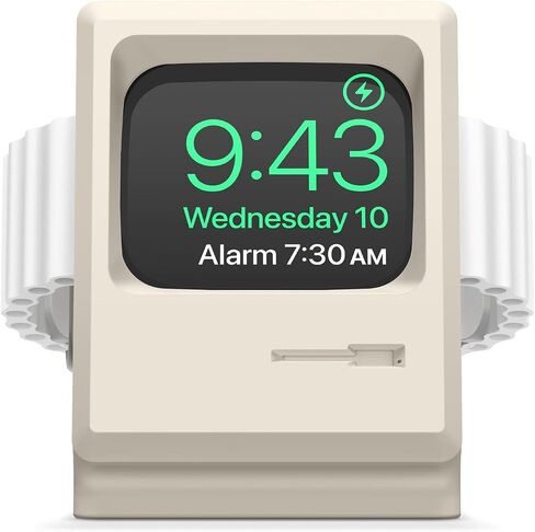 elago W3 Stand Compatible with Apple Watch Ultra2/Ultra/10/9/8/7/6/5/4/3/2/1/SE (49mm, 46mm, 45mm, 44mm,42mm) (Classic White) - Classic Monitor Design, Compatible with Nightstand Mode in Saudi Arabia