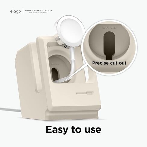elago W3 Stand Compatible with Apple Watch Ultra2/Ultra/10/9/8/7/6/5/4/3/2/1/SE (49mm, 46mm, 45mm, 44mm,42mm) (Classic White) - Classic Monitor Design, Compatible with Nightstand Mode in Saudi Arabia