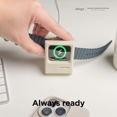 elago W3 Stand Compatible with Apple Watch Ultra2/Ultra/10/9/8/7/6/5/4/3/2/1/SE (49mm, 46mm, 45mm, 44mm,42mm) (Classic White) - Classic Monitor Design, Compatible with Nightstand Mode in Saudi Arabia