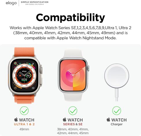 elago W3 Stand Compatible with Apple Watch Ultra2/Ultra/10/9/8/7/6/5/4/3/2/1/SE (49mm, 46mm, 45mm, 44mm,42mm) (Classic White) - Classic Monitor Design, Compatible with Nightstand Mode in Saudi Arabia