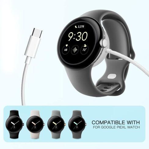 شاحن ساعة 𝐔𝐩𝐠𝐫𝐚𝐝𝐞𝐝 متوافق مع ساعة Google Pixel، كابل شحن سريع [محمول] شحن لاسلكي (أبيض) in Kuwait