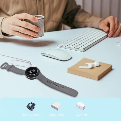 شاحن ساعة 𝐔𝐩𝐠𝐫𝐚𝐝𝐞𝐝 متوافق مع ساعة Google Pixel، كابل شحن سريع [محمول] شحن لاسلكي (أبيض) in Kuwait