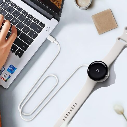 شاحن ساعة 𝐔𝐩𝐠𝐫𝐚𝐝𝐞𝐝 متوافق مع ساعة Google Pixel، كابل شحن سريع [محمول] شحن لاسلكي (أبيض) in Kuwait