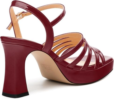 Women's Platform Sandals, Ankle Strap Square Open Toe Buckle Heels for Women, Fashion Solid Patent High Heel Sandals Shoes 3.35 inch in Saudi Arabia