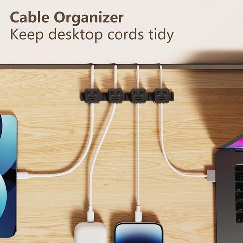 6 Pack Magnetic Cable Clips, Cord Organizer for Desk, Cable Holder, Cable Management, Cord Holder for Nightstand, Home, Office, Car (White) in Kuwait