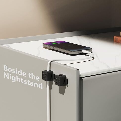 6 Pack Magnetic Cable Clips, Cord Organizer for Desk, Cable Holder, Cable Management, Cord Holder for Nightstand, Home, Office, Car (White) in Kuwait