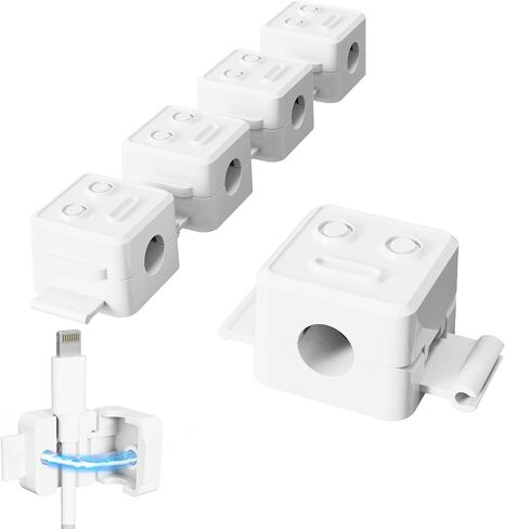 6 Pack Magnetic Cable Clips, Cord Organizer for Desk, Cable Holder, Cable Management, Cord Holder for Nightstand, Home, Office, Car (White) in Saudi Arabia