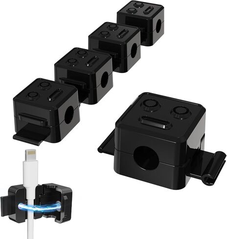 6 Pack Magnetic Cable Clips, Cord Organizer for Desk, Cable Holder, Cable Management, Cord Holder for Nightstand, Home, Office, Car (White) in Kuwait