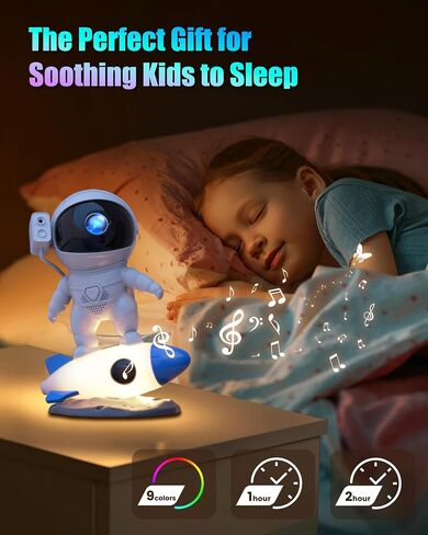 Astronaut Galaxy Projector, Star Projector with 9 Color Night Light Rocket, Bluetooth Speaker&15 White Noise&Timer Starry Nebula Light Projector for Bedroom, Kids Gift, Room Decor in Saudi Arabia