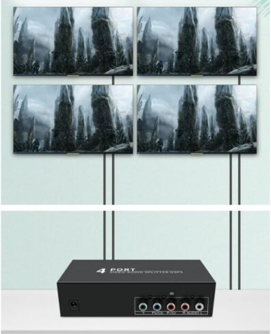4 منافذ HD مكون YPBPR الفاصل 1 في 4 خارج 1 في 2 خارج مشغل DVD PS2 PS3 وحدة تحكم ألعاب كاميرا صندوق تلفزيون خارجي 5RCA صوت فيديو شاشة تلفزيون محول جهاز عرض 1920@1080P in Kuwait