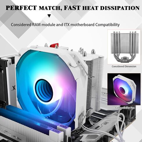 مبرد وحدة المعالجة المركزية Thermalright Assassin King 120 Mini White ARGB V3 CPU، مبرد هواء وحدة المعالجة المركزية بمروحة هادئة 120 مم PWM، يدعم Intel lga1700/1150/1151/1200، AMD AM4 AM5، مرآة إنفينيتي ARGB Light Effect، مبرد الكمبيوتر in Saudi Arabia
