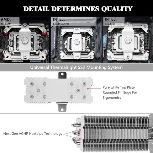 مبرد وحدة المعالجة المركزية Thermalright Assassin King 120 Mini White ARGB V3 CPU، مبرد هواء وحدة المعالجة المركزية بمروحة هادئة 120 مم PWM، يدعم Intel lga1700/1150/1151/1200، AMD AM4 AM5، مرآة إنفينيتي ARGB Light Effect، مبرد الكمبيوتر in Saudi Arabia