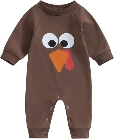 Baby Thanksgiving Clothes Infant Boy Girl Turkey Romper Jumpsuit Newborn First Thanksgiving Outfit in Saudi Arabia