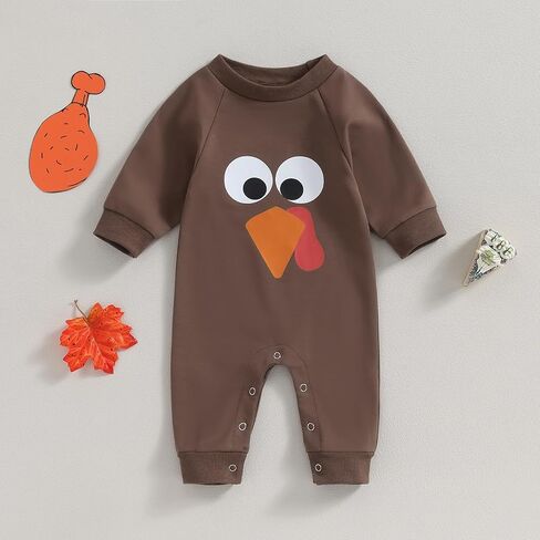 Baby Thanksgiving Clothes Infant Boy Girl Turkey Romper Jumpsuit Newborn First Thanksgiving Outfit in Saudi Arabia