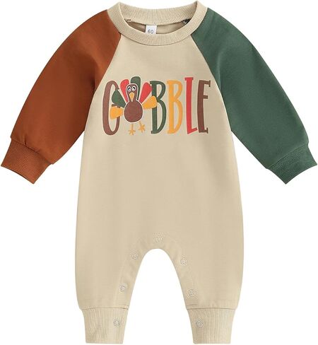 Baby Thanksgiving Clothes Infant Boy Girl Turkey Romper Jumpsuit Newborn First Thanksgiving Outfit in Saudi Arabia