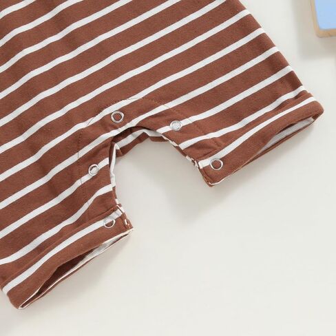Newborn Baby Boy Romper Short Sleeve Crew Neck Stripe Button Jumpsuit with Pockets One Piece Summer Clothes Outfit in Saudi Arabia