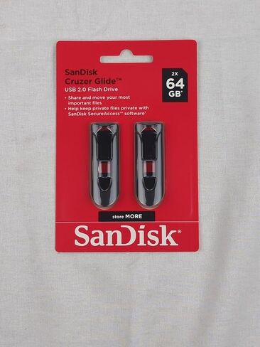 SanDisk Cruzer Glide 64GB 2.0 USB Flash Drive - Set of 2, BLACK/RED in Saudi Arabia