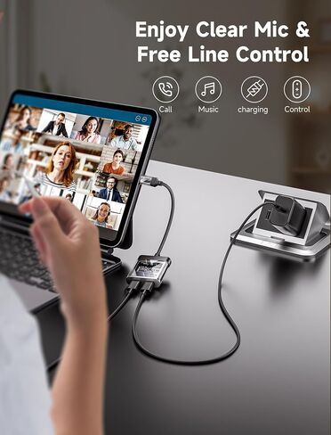 JSAUX USB C Splitter, 2 in 1 USB C Headphone and Charger Adapter, Type C to USB C Hi-Res 32bit/384kHz Audio and USB C PD 60W Fast Charging Dongle for iPhone 16 Pro Max, Galaxy S24 Ultra, iPad, Pixel in Saudi Arabia