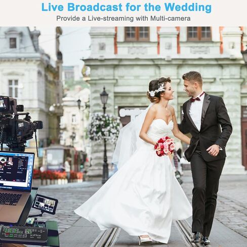 HDMI Live Stream Switcher, Multi-Cam Video Mixer Switcher, 4 x HDMI Inputs Real Time Multi-Format Live Streaming Production with Cat.6 Ethernet Cable for eSport, Church, Wedding, Live Streaming in Kuwait