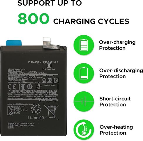 بطارية بديلة جديدة من GREEN FUSION 0 Cycle BN59 متوافقة مع Xiaomi Redmi Note 10S وRedmi Note 10 4G مع الأدوات والتعليمات in Saudi Arabia