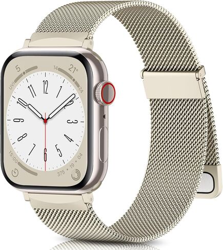 Easuny Magnetic Metal Loop Compatible with Apple Watch Band 40mm 41mm 38mm 42mm 44mm 45mm 49 mm for Women Men, Stainless Steel Dressy Mesh Strap for IWatch Series 9 8 7 6 5 4 3 2 1 SE Ultra in Kuwait